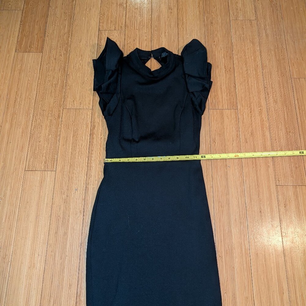 Black Backless Ruffle Bodycon Midi Dress Lulus Extra Small (XS) - Picture 6 of 11